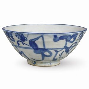 Antique Chinese Blue & White Porcelain Bowl – Late Qing, Jiajing Mark